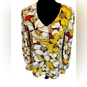 Cabi Floral Long Sleeve Blouse